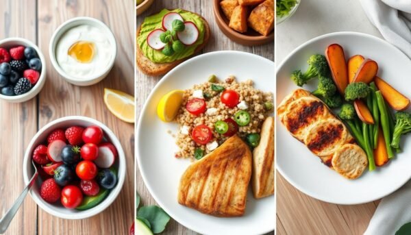 Low-calorie breakfast, healthy lunch ideas, balanced dinner recipes