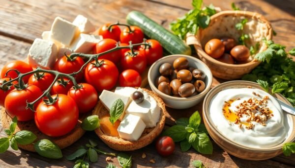 Mediterranean breakfast ingredients