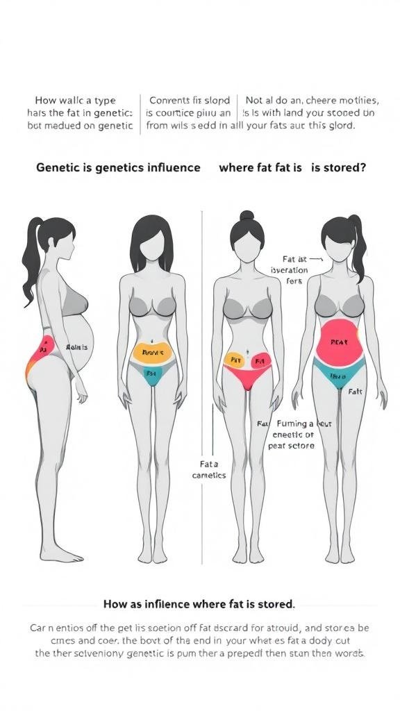 An infographic illustrating different body types and how fat is distributed in various areas.