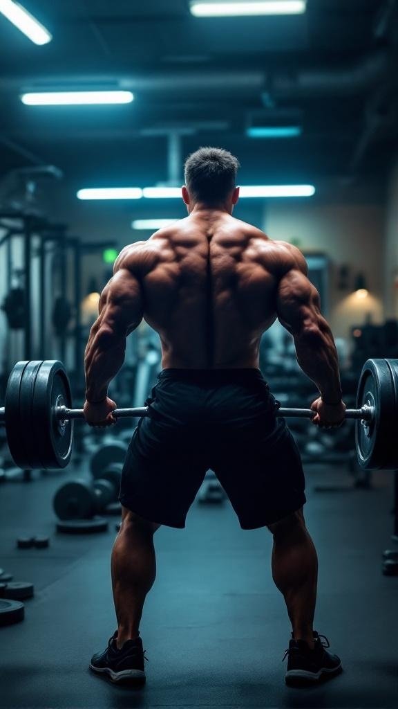 A person lifting weights in a gym, showcasing strength training.