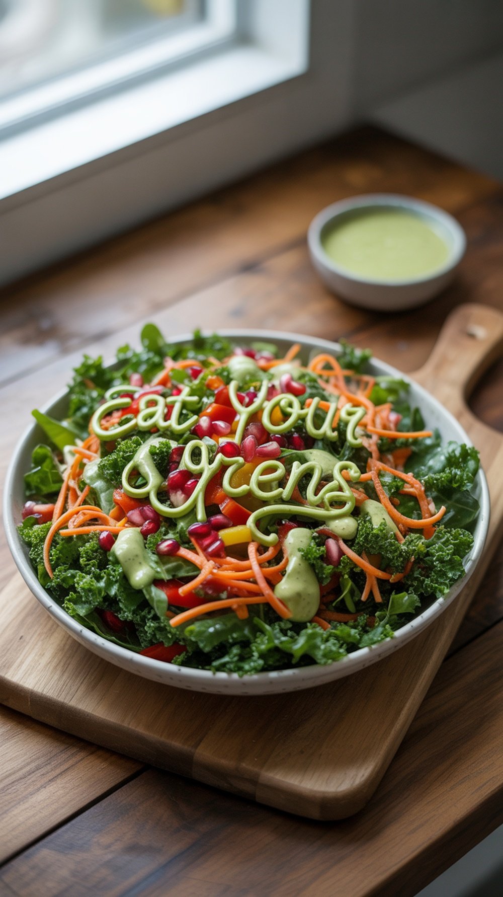 A vibrant assortment of fresh vegetables including kale, broccoli, cherry tomatoes, and carrots arranged beautifully