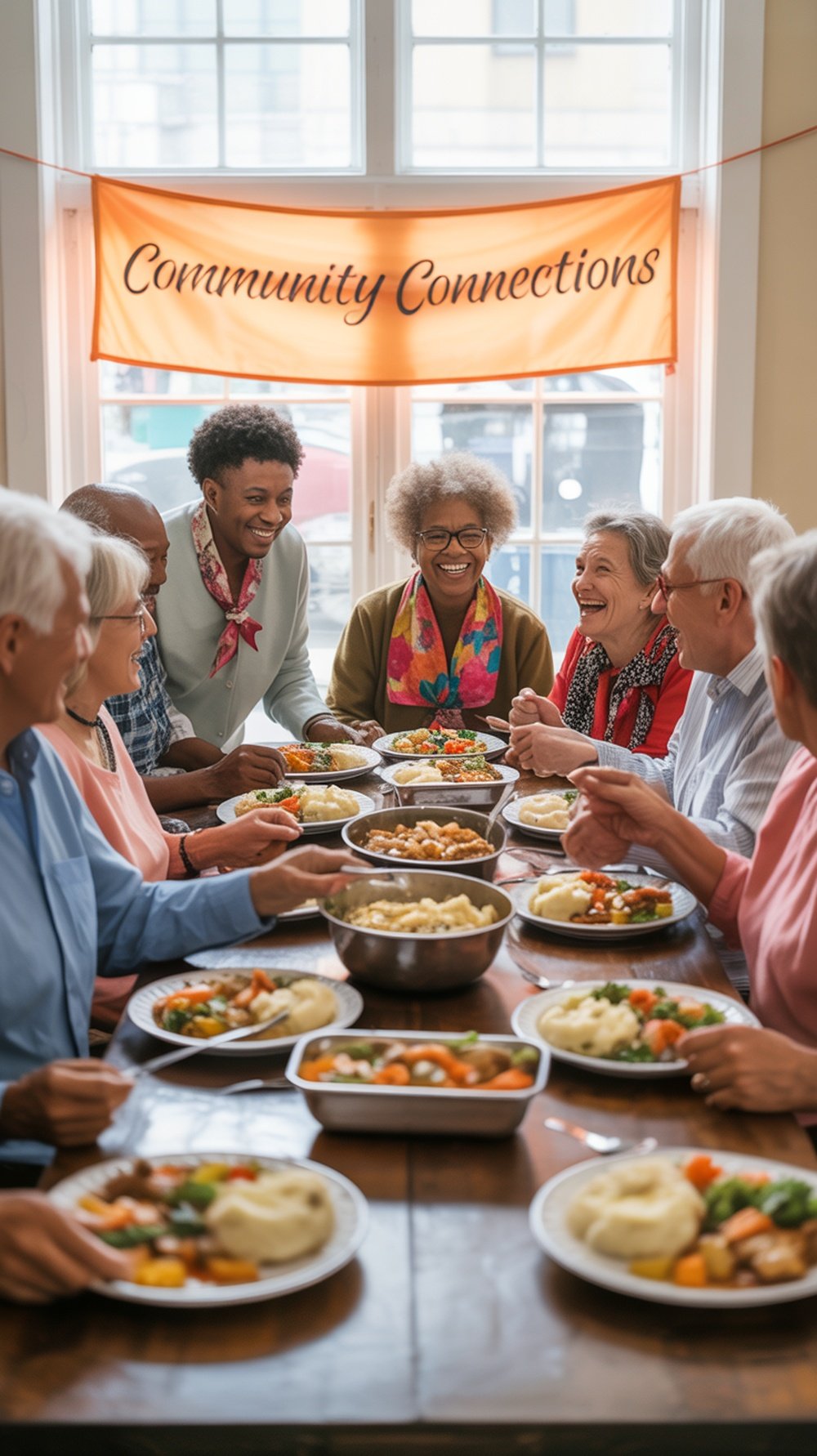 Image depicting a group of seniors enjoying a meal together.
