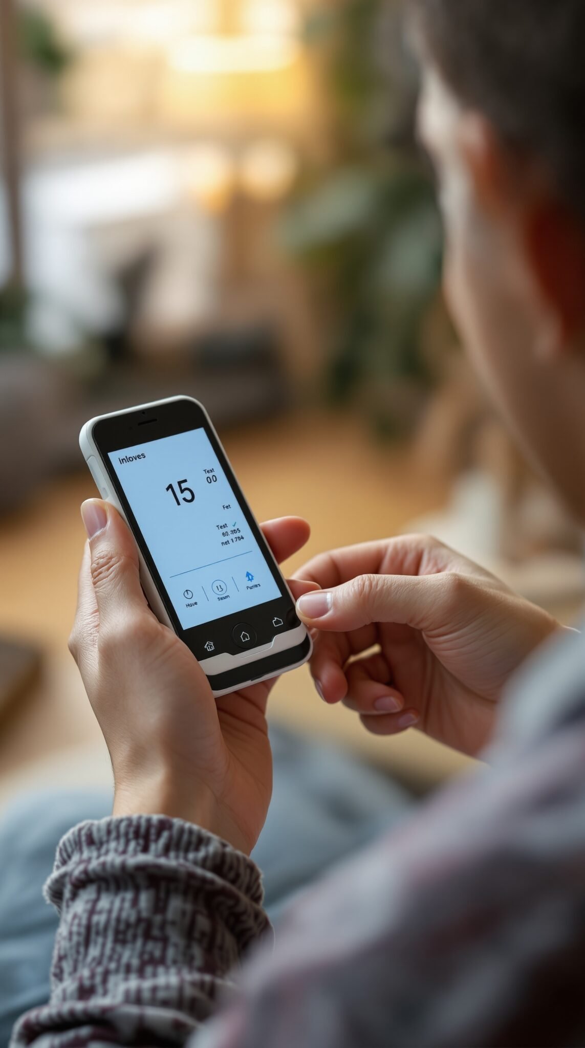 A person using a blood sugar monitor app on their smartphone.