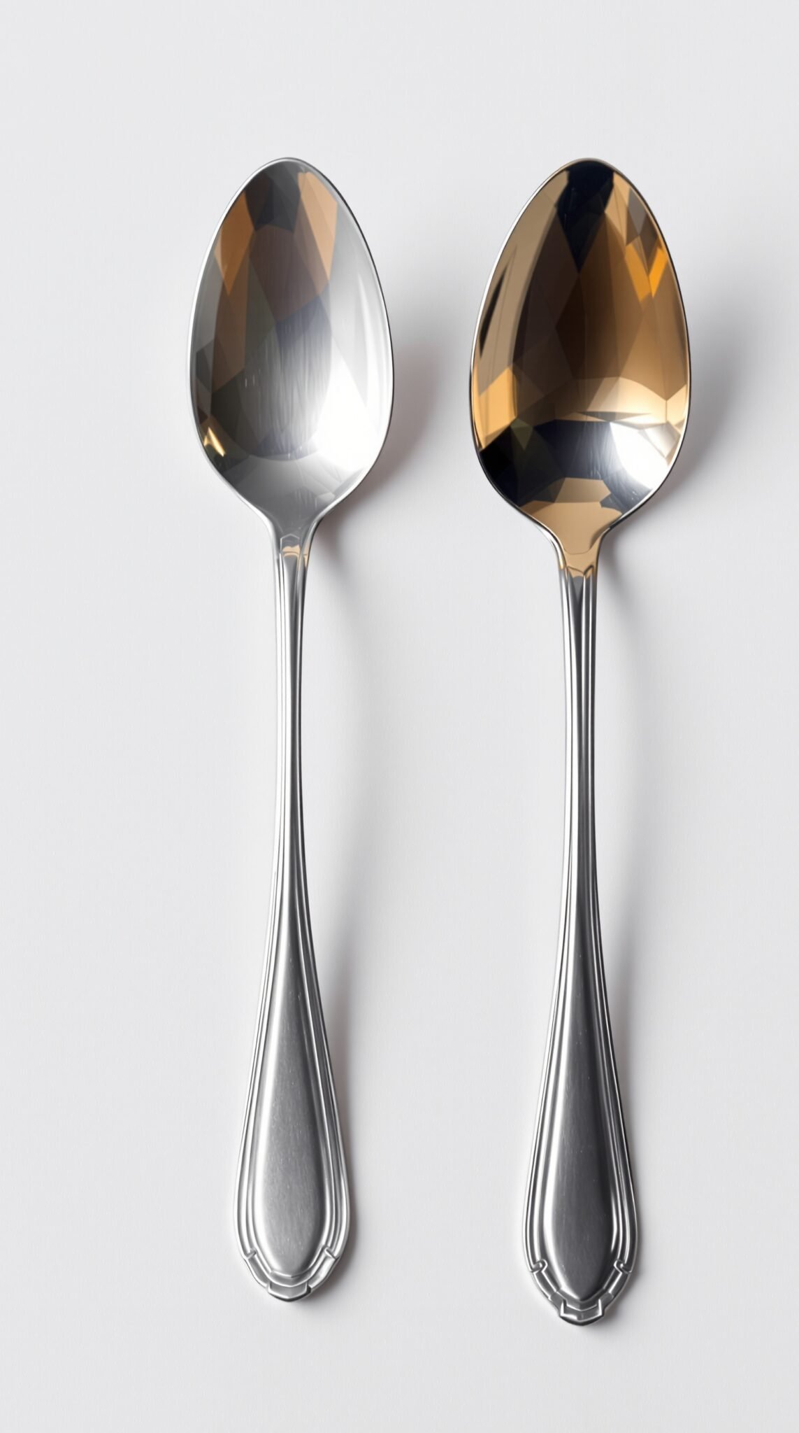 A comparison of two serving spoons, one larger and one smaller, placed side by side.
