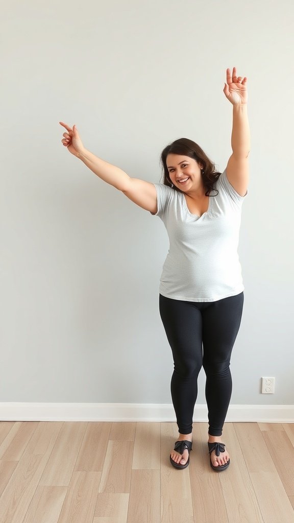 A happy person celebrating their small wins in a weight loss journey.